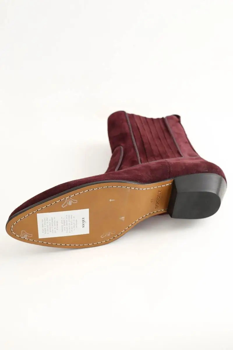 Boots Socque Bordeaux en Daim