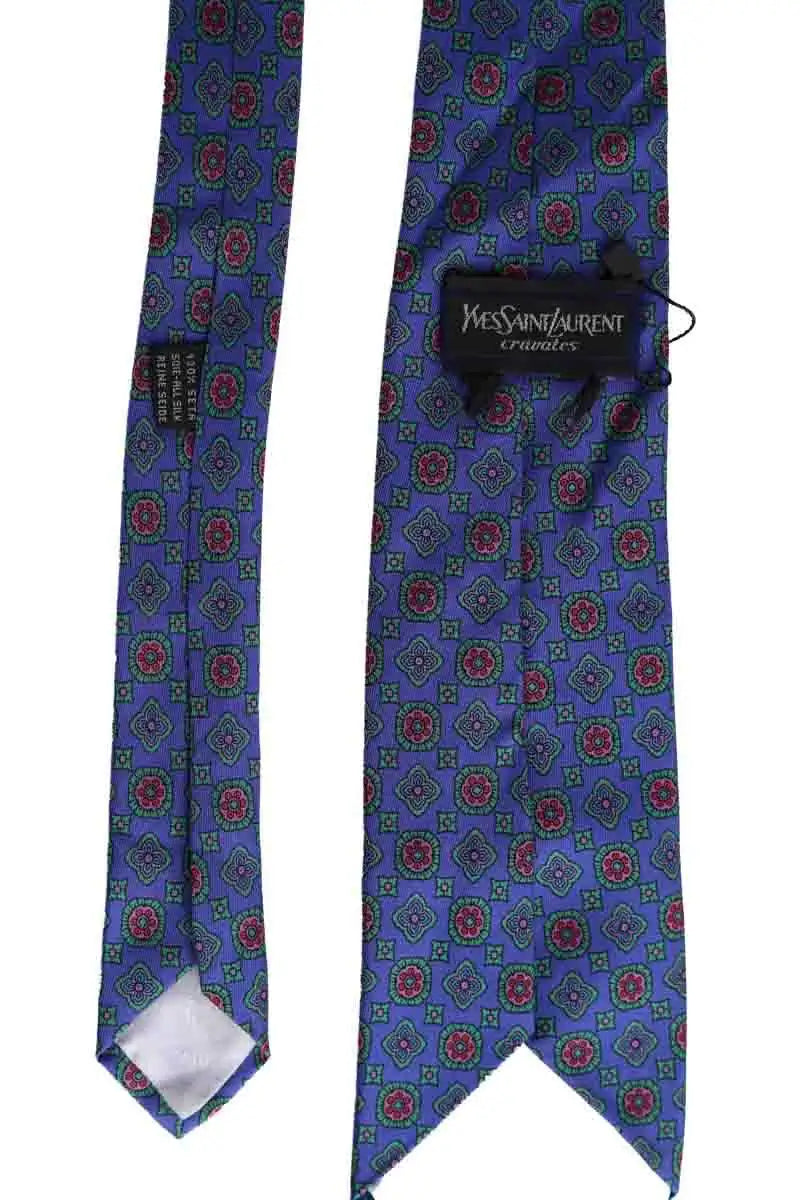 Cravate Yves Saint Laurent Bleu en Soie