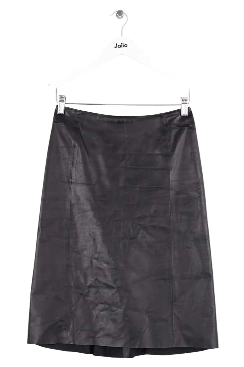 Jupe Yves Salomon Noir en Cuir, taille S - Seconde Main