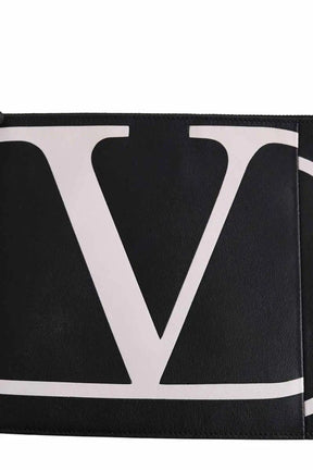 Pochette Valentino Noir en Cuir