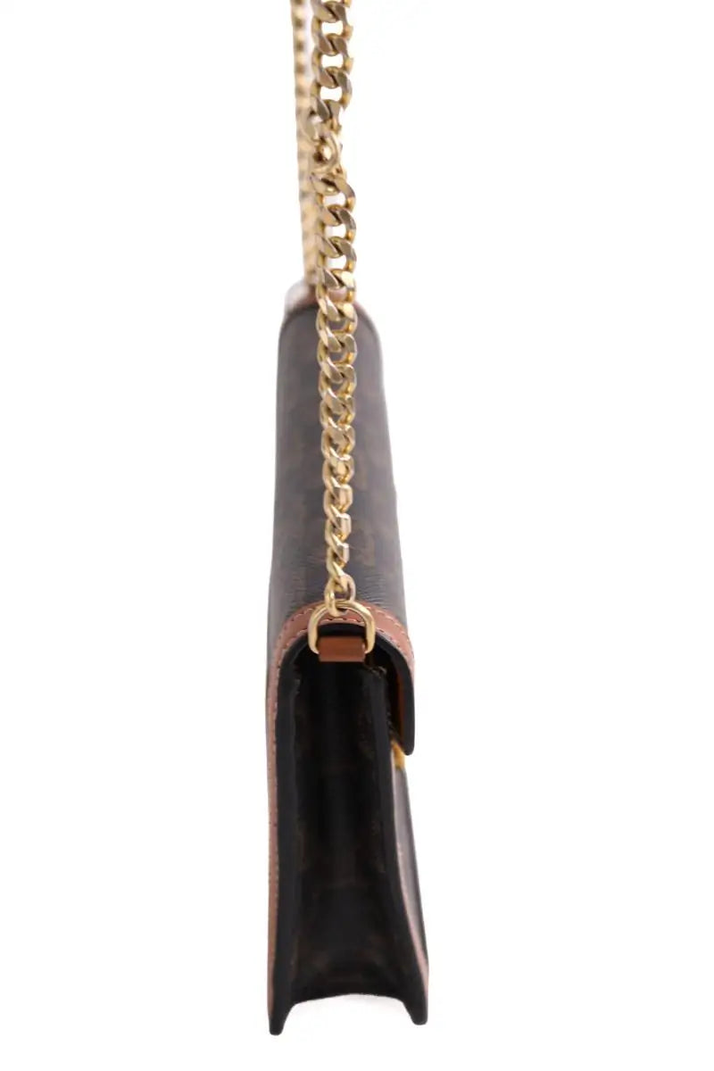 Sac à bandoulière Celine Triomphe Maillon Chain Marron en Cuir