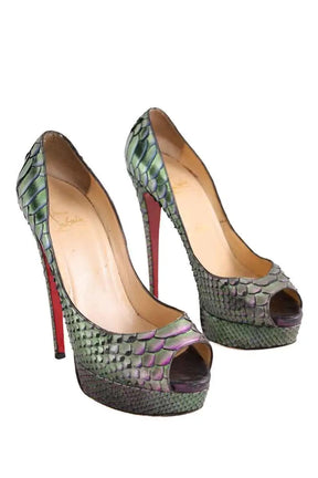 Talons Christian Louboutin Vert en Cuir