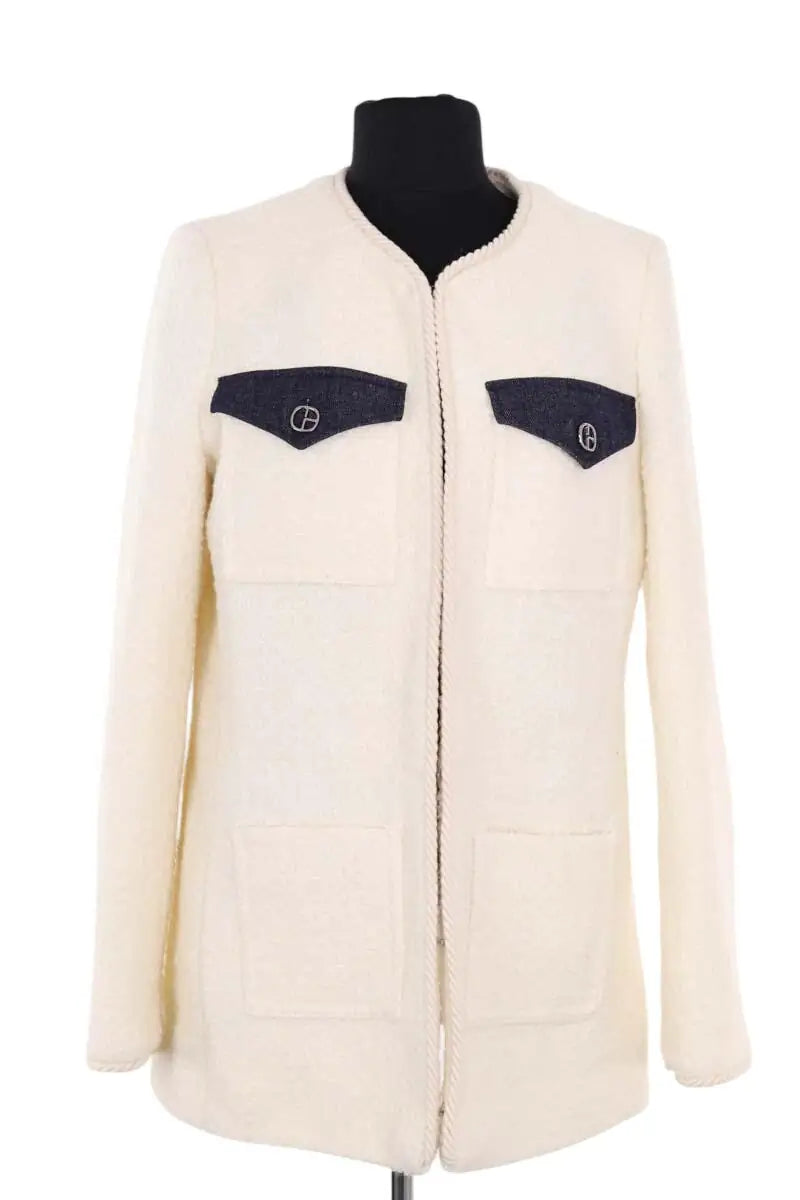 Veste Claudie Pierlot Blanc en Synthétique, taille M - Seconde Main