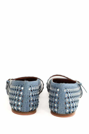 Ballerines Amina Muaddi Anne Bleu en Tissu