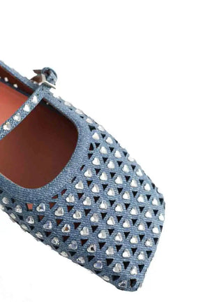 Ballerines Amina Muaddi Anne Bleu en Tissu
