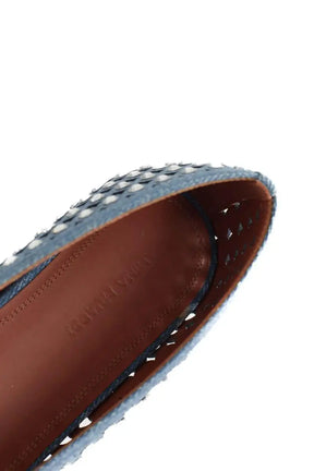 Ballerines Amina Muaddi Anne Bleu en Tissu