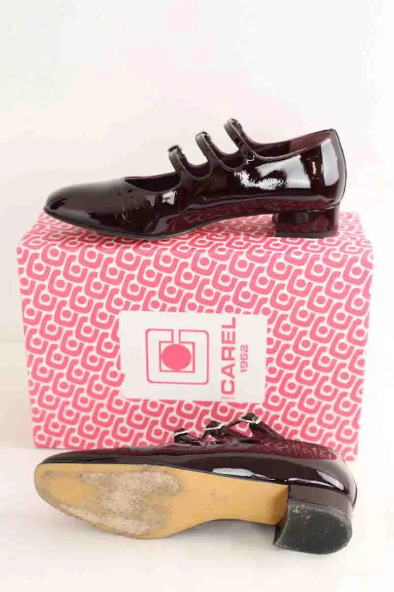 Ballerines Carel Bordeaux en Cuir verni