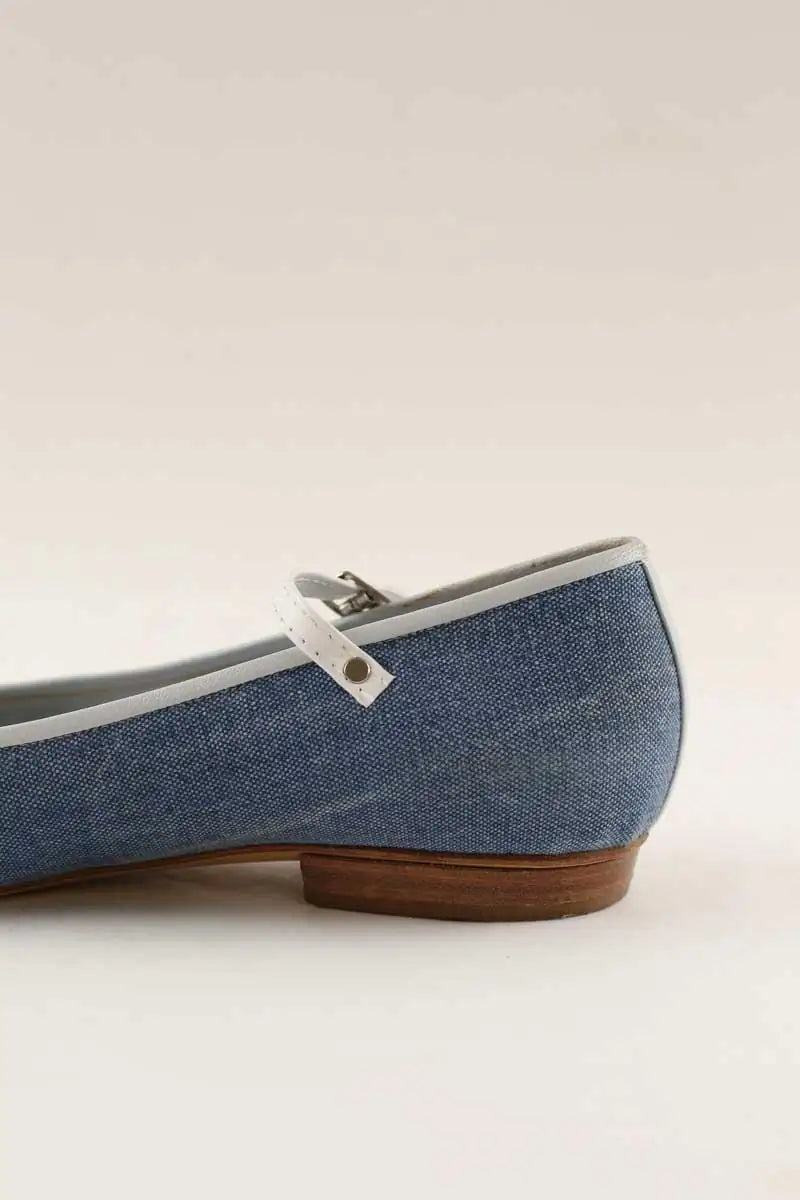 Ballerines Chanel Bleu en Tissu