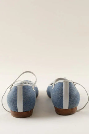 Ballerines Chanel Bleu en Tissu
