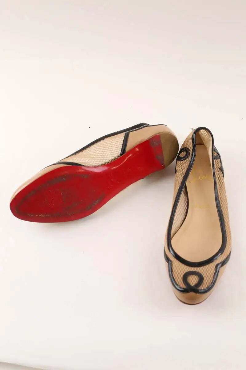 Ballerines Christian Louboutin Beige en Tissu