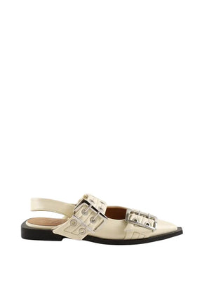 Ballerines Ganni Blanc en Cuir verni, taille 35 - Seconde Main