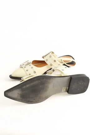 Ballerines Ganni Ecru en Cuir verni