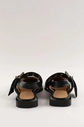 Ballerines Ganni Noir en Cuir