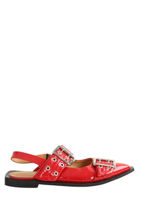Ballerines Ganni Rouge en Cuir verni, taille 41 - Seconde Main