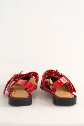 Ballerines Ganni Rouge en Cuir verni