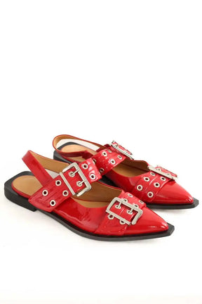 Ballerines Ganni Rouge en Cuir verni
