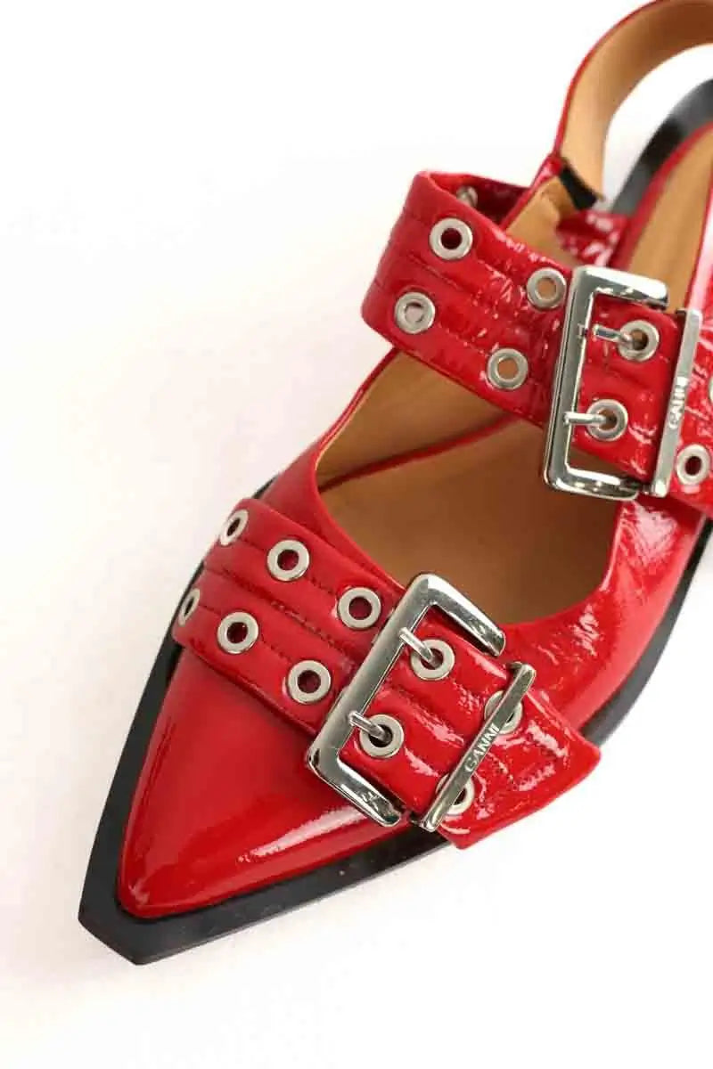 Ballerines Ganni Rouge en Cuir verni