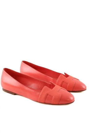 Ballerines Hermès Rose en Cuir