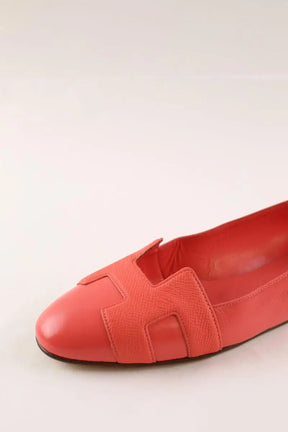 Ballerines Hermès Rose en Cuir