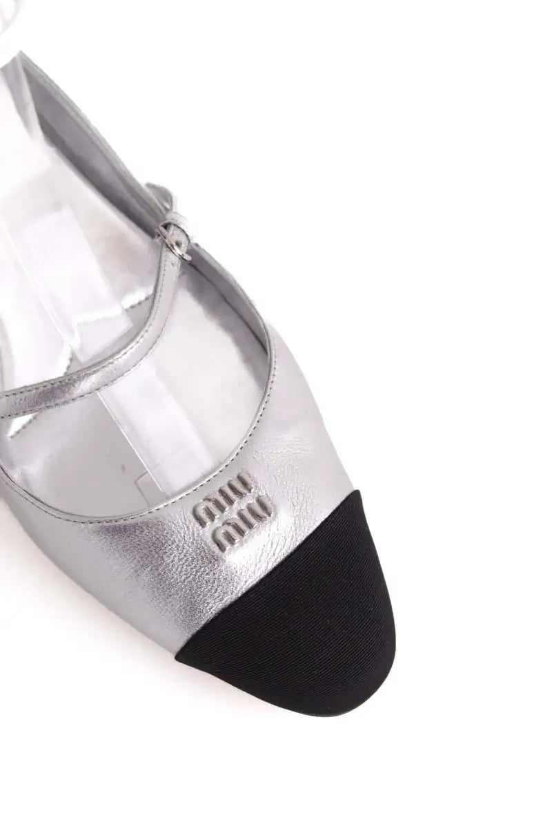 Ballerines Miu Miu Argent en Cuir