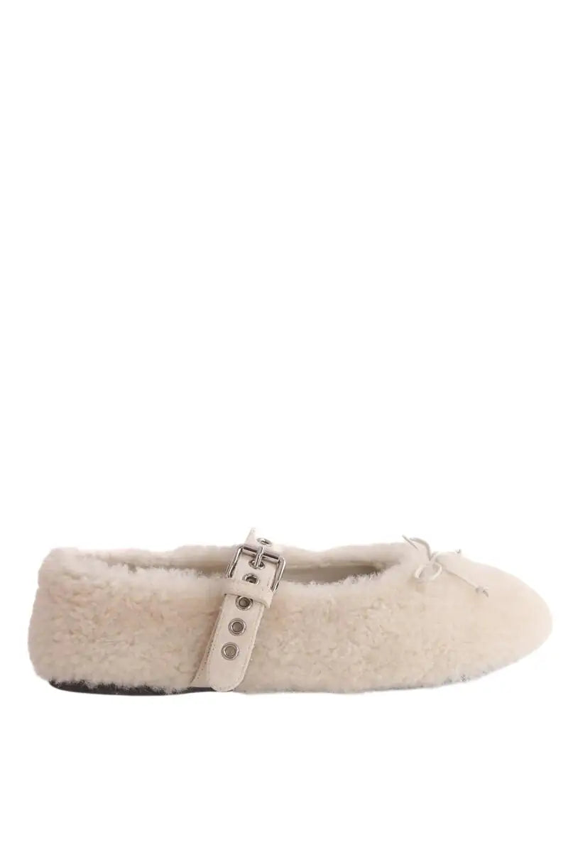 Ballerines Miu Miu Blanc en Fourrure, taille 39 - Seconde Main