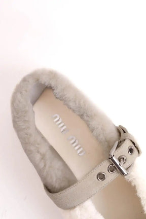 Ballerines Miu Miu Blanc en Fourrure