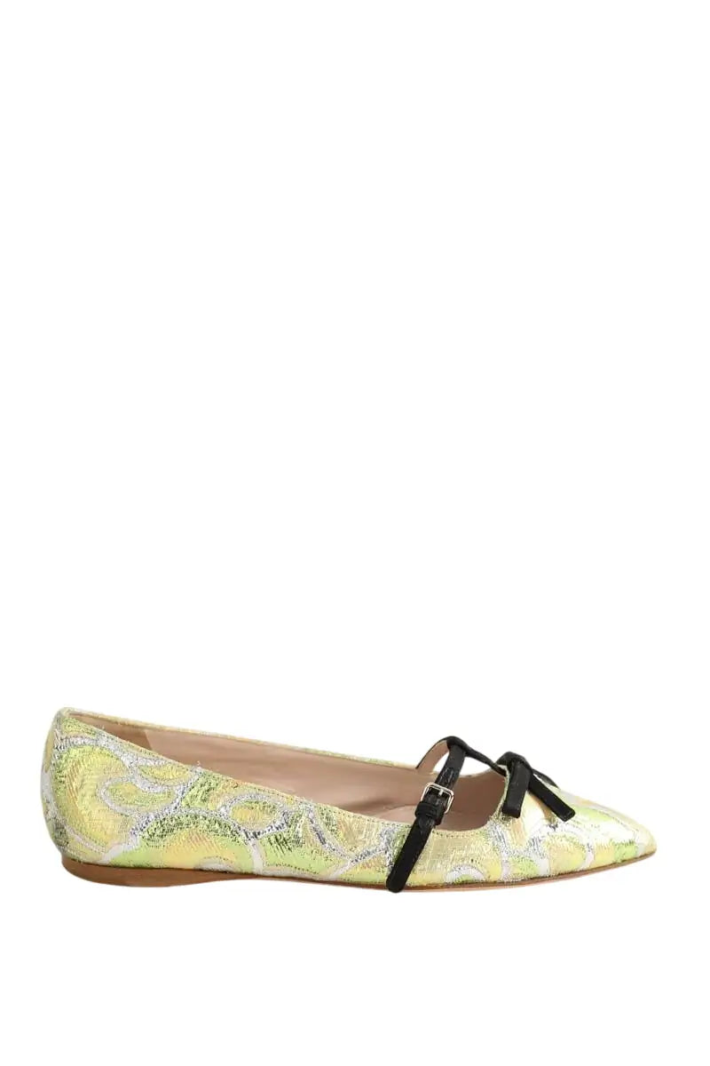 Ballerines Miu Miu Vert en Tissu, taille 37 - Seconde Main