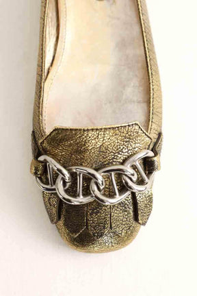 Ballerines Prada Doré en Cuir
