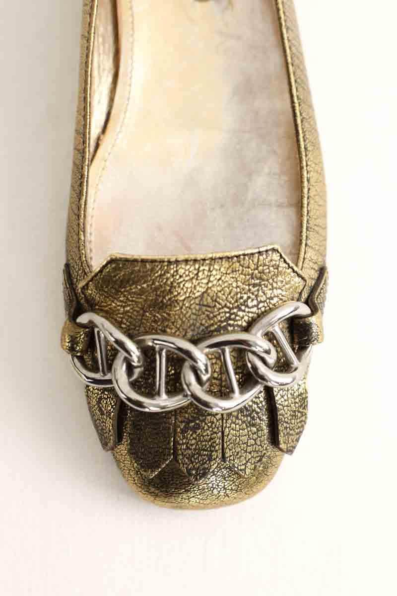 Ballerines Prada Doré en Cuir