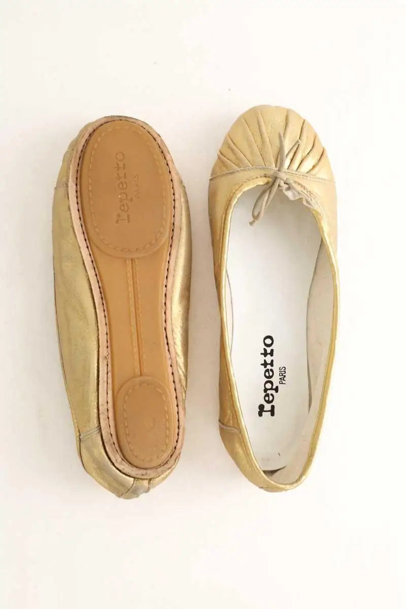Ballerines Repetto Doré en Cuir