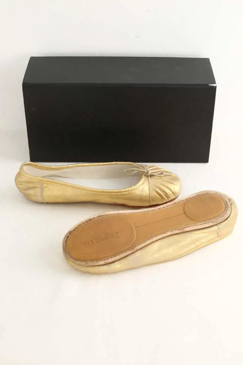Ballerines Repetto Doré en Cuir