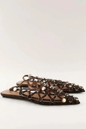 Ballerines The Attico Slingback grid en daim à ornaments Marron en Daim