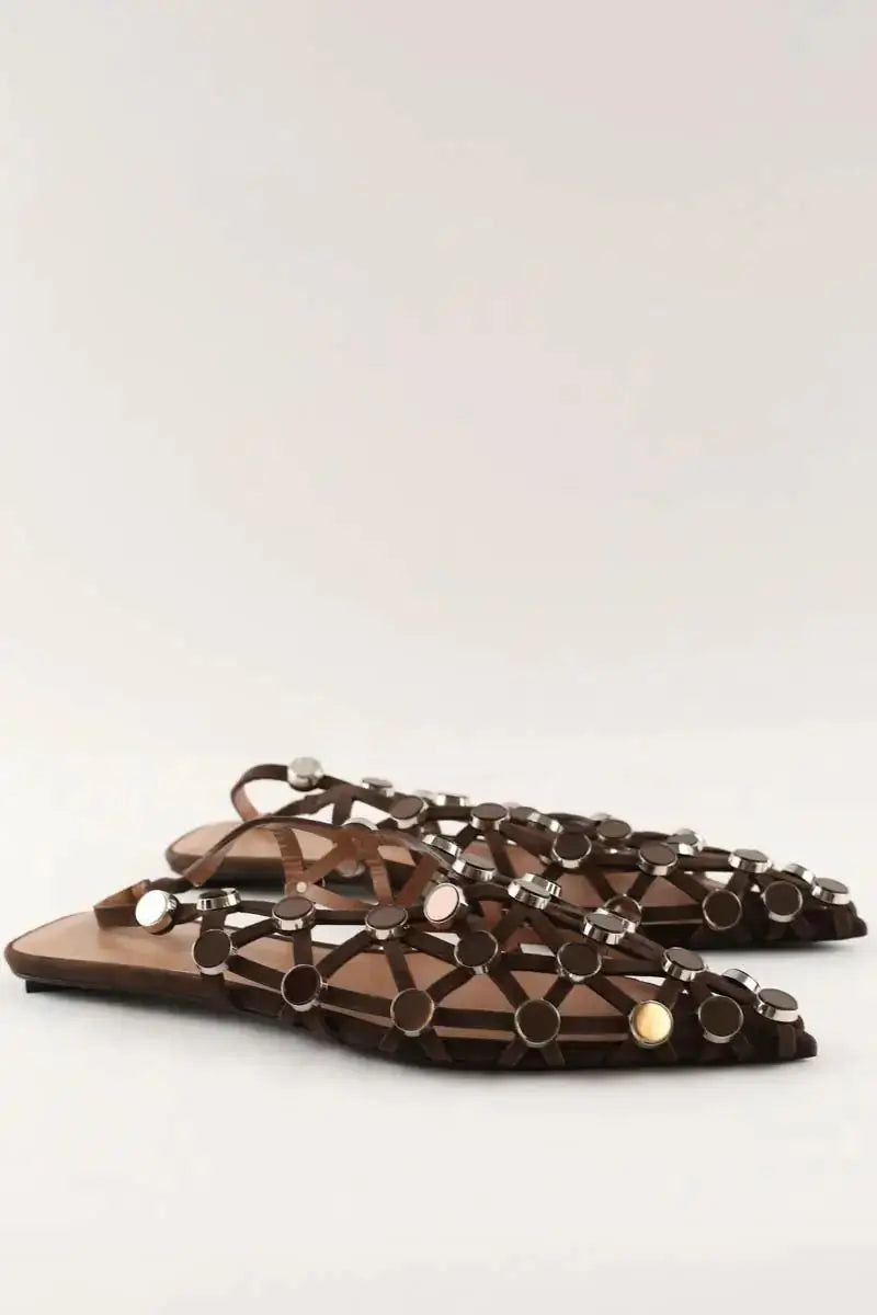 Ballerines The Attico Slingback grid en daim à ornaments Marron en Daim