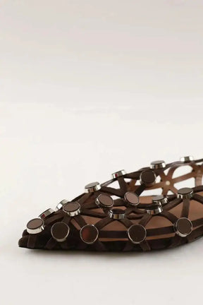Ballerines The Attico Slingback grid en daim à ornaments Marron en Daim