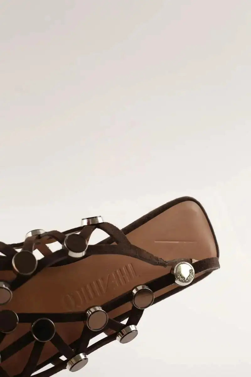 Ballerines The Attico Slingback grid en daim à ornaments Marron en Daim