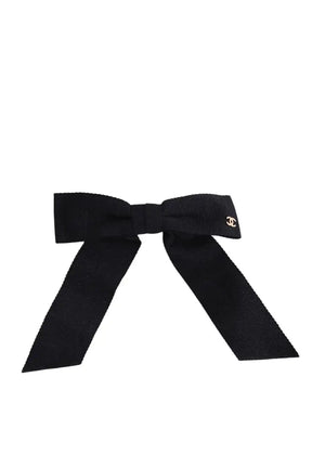 Barrette Noeud Chanel Noir en Tissu, taille TU - Seconde Main