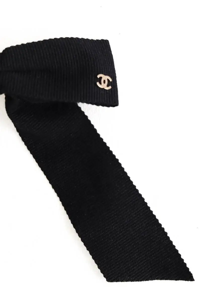 Barrette Noeud Chanel Noir en Tissu