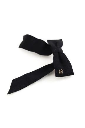 Barrette Noeud Chanel Noir en Tissu