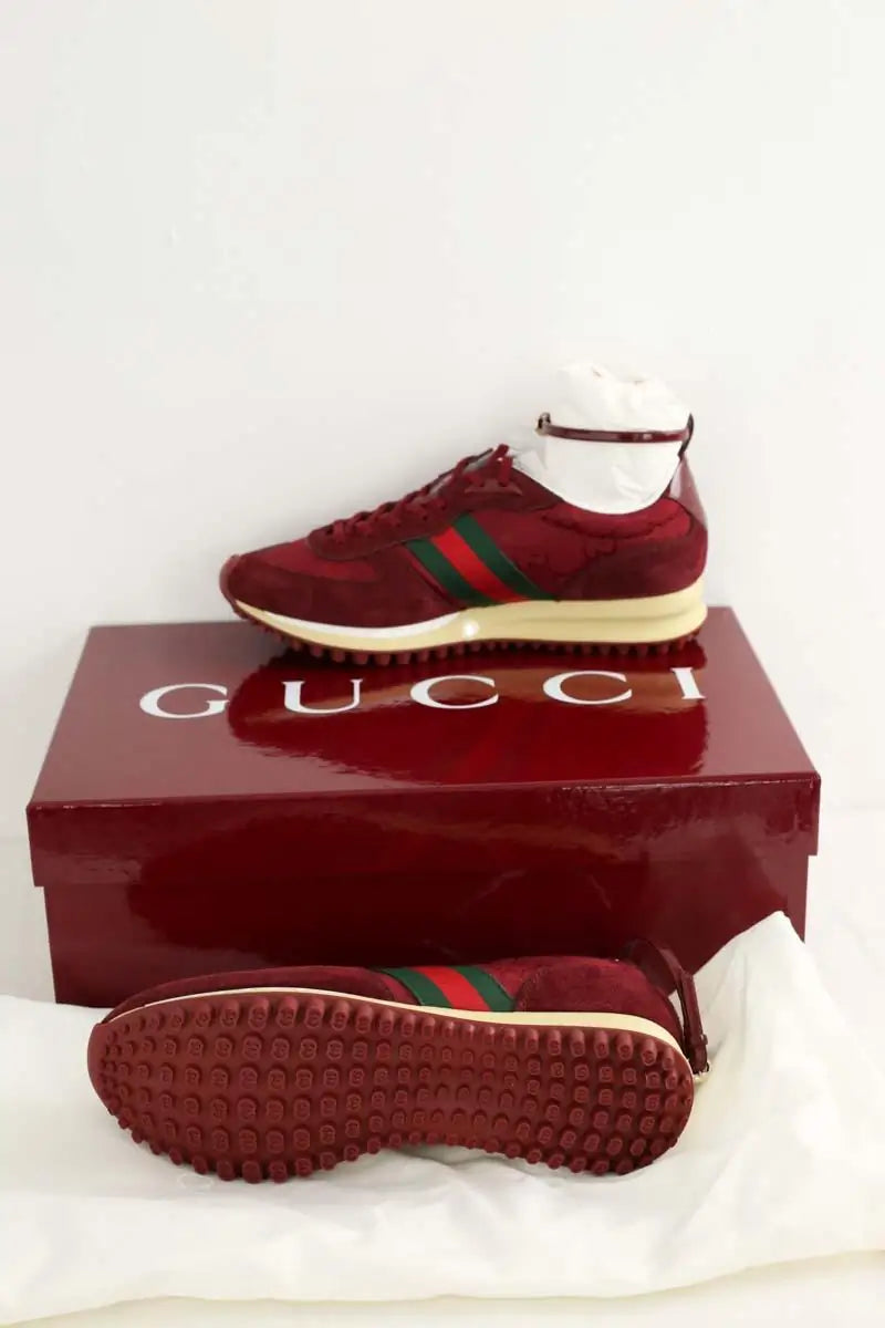 Baskets Gucci Re-Motion Bordeaux en Daim