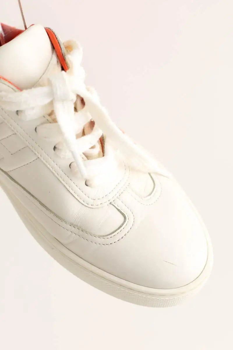 Baskets Hermès basket Hermès Quicker en cuir Blanc en Cuir