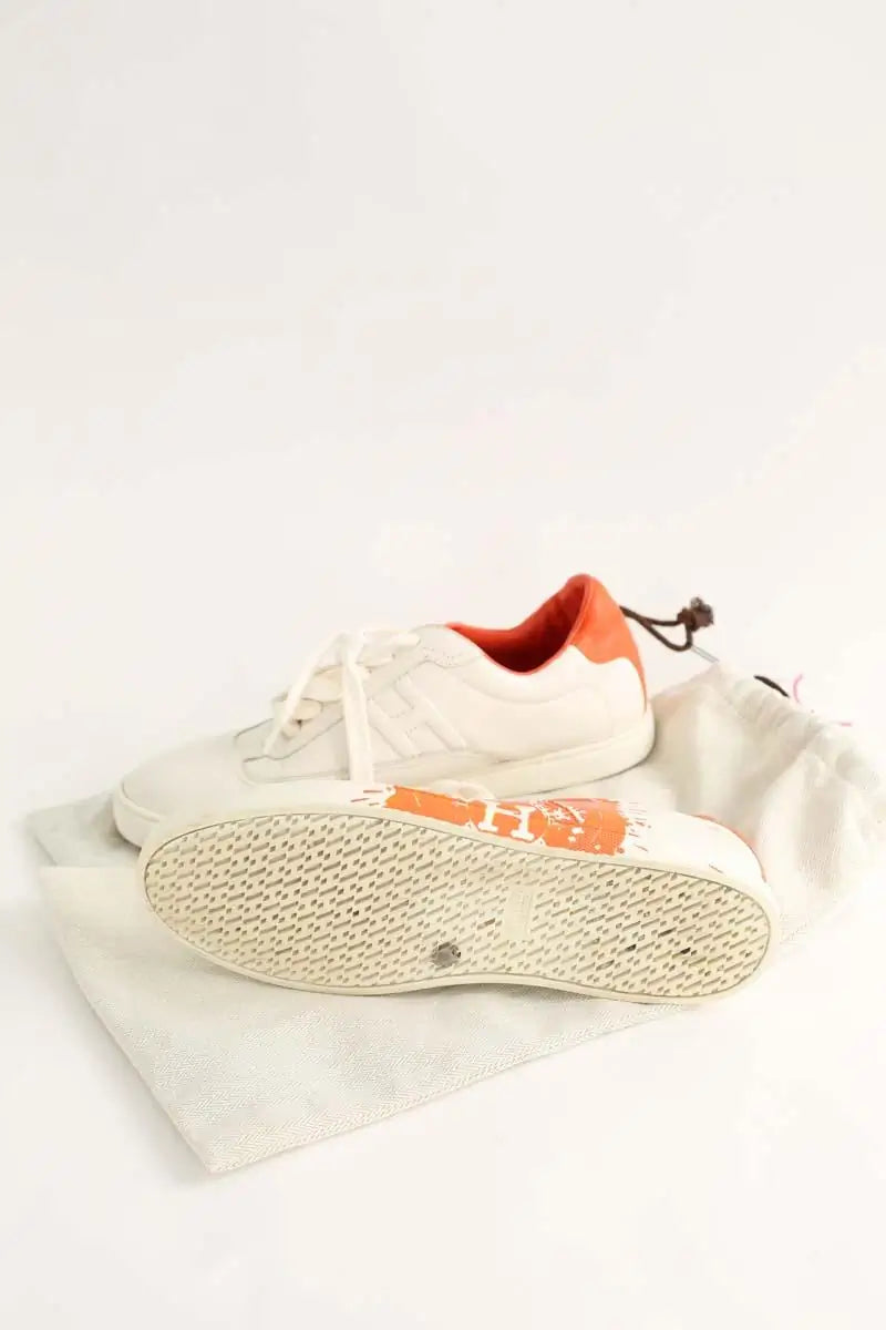 Baskets Hermès basket Hermès Quicker en cuir Blanc en Cuir