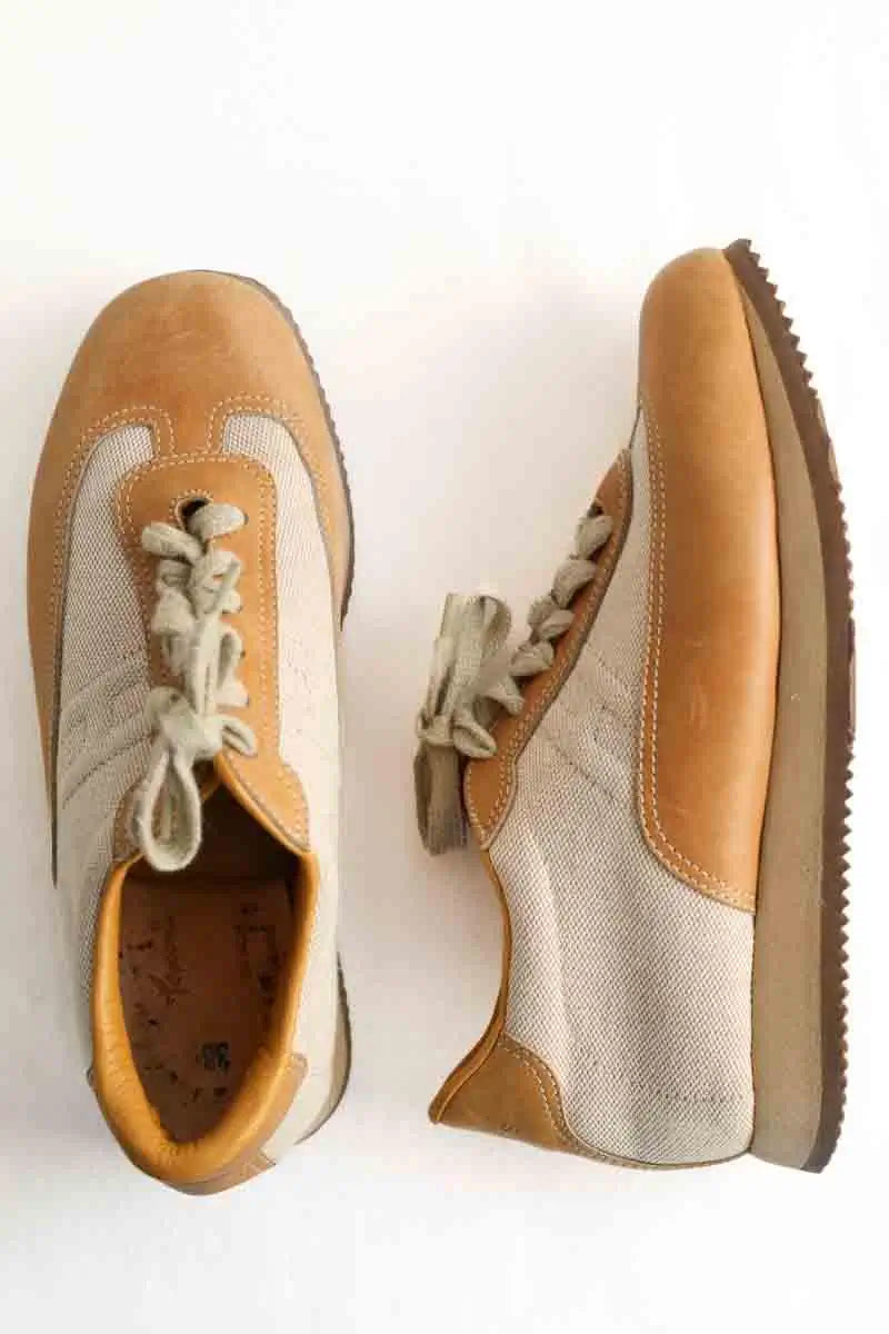 Baskets Hermès Quick H Beige en Cuir