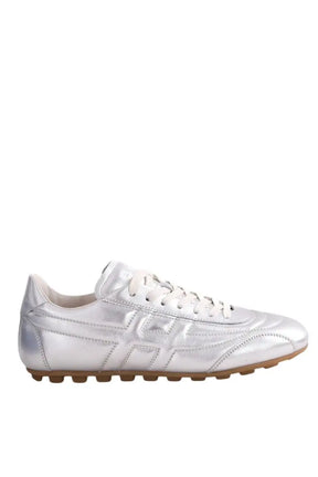 Baskets Hogan Hogan Olympia cuir métallisé en argenté Argent en Cuir, taille 39 - Seconde Main