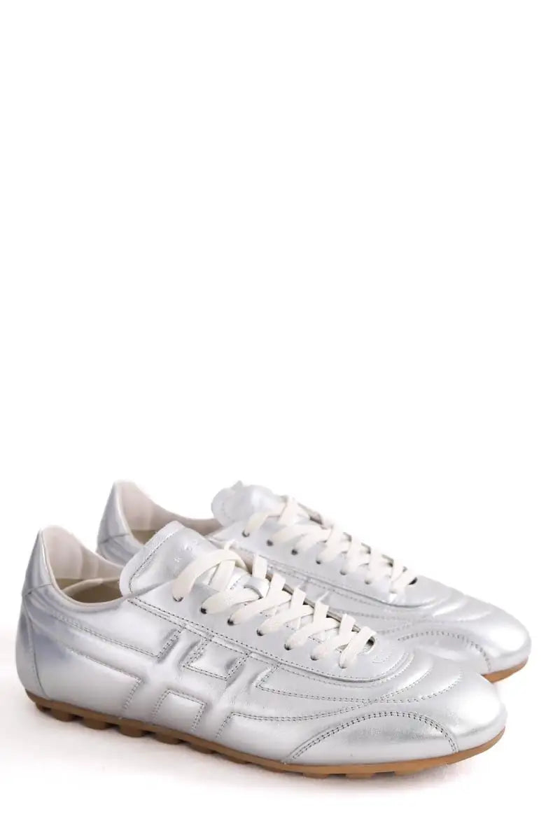 Baskets Hogan Hogan Olympia cuir métallisé en argenté Argent en Cuir
