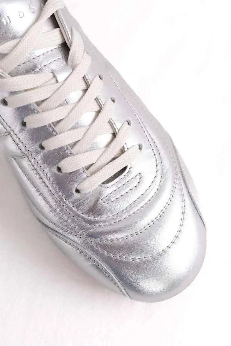 Baskets Hogan Hogan Olympia cuir métallisé en argenté Argent en Cuir