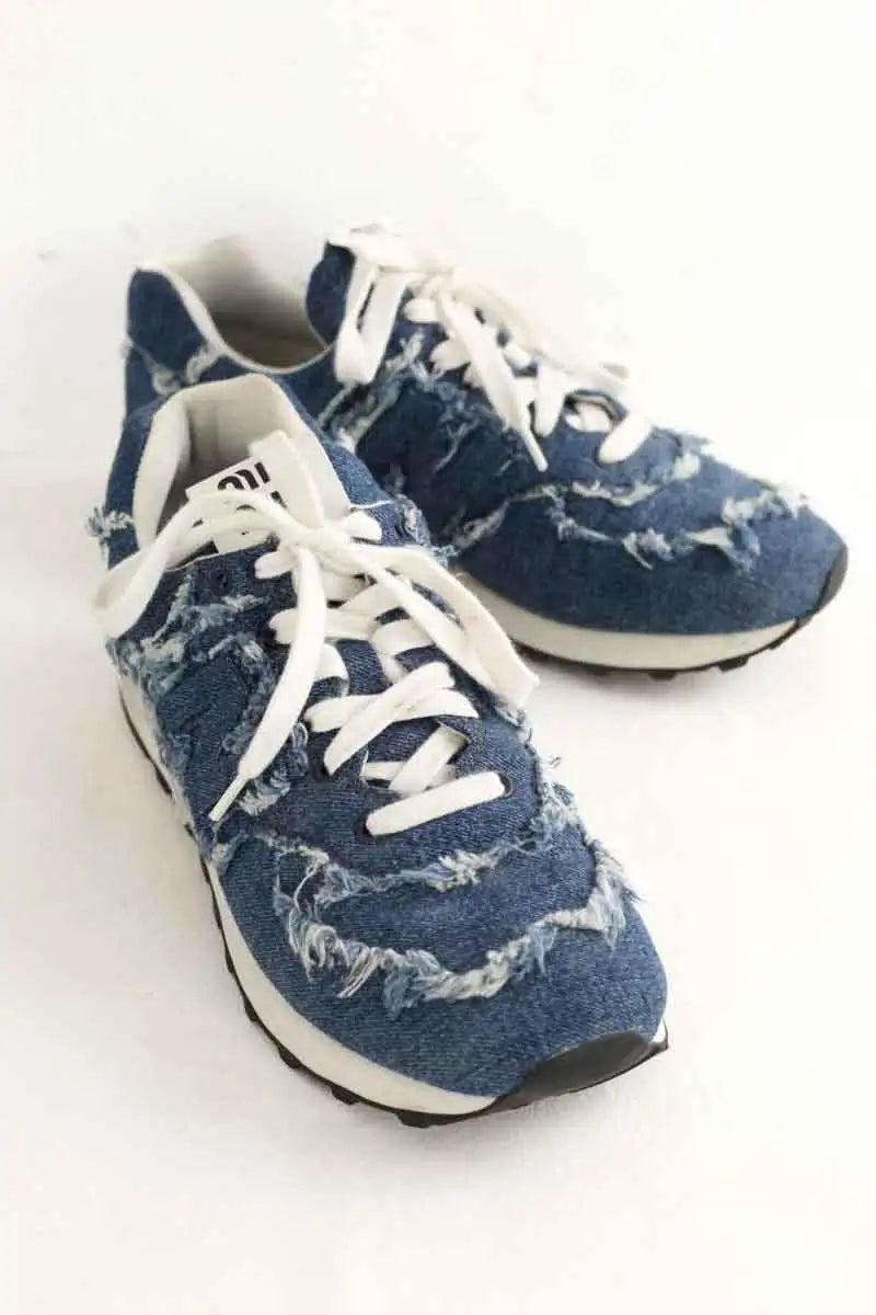 Baskets Miu Miu 574 demin Bleu en Tissu