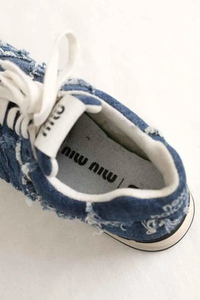 Baskets Miu Miu 574 demin Bleu en Tissu
