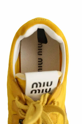 Baskets Miu Miu Basket Tyre  Jaune en Tissu