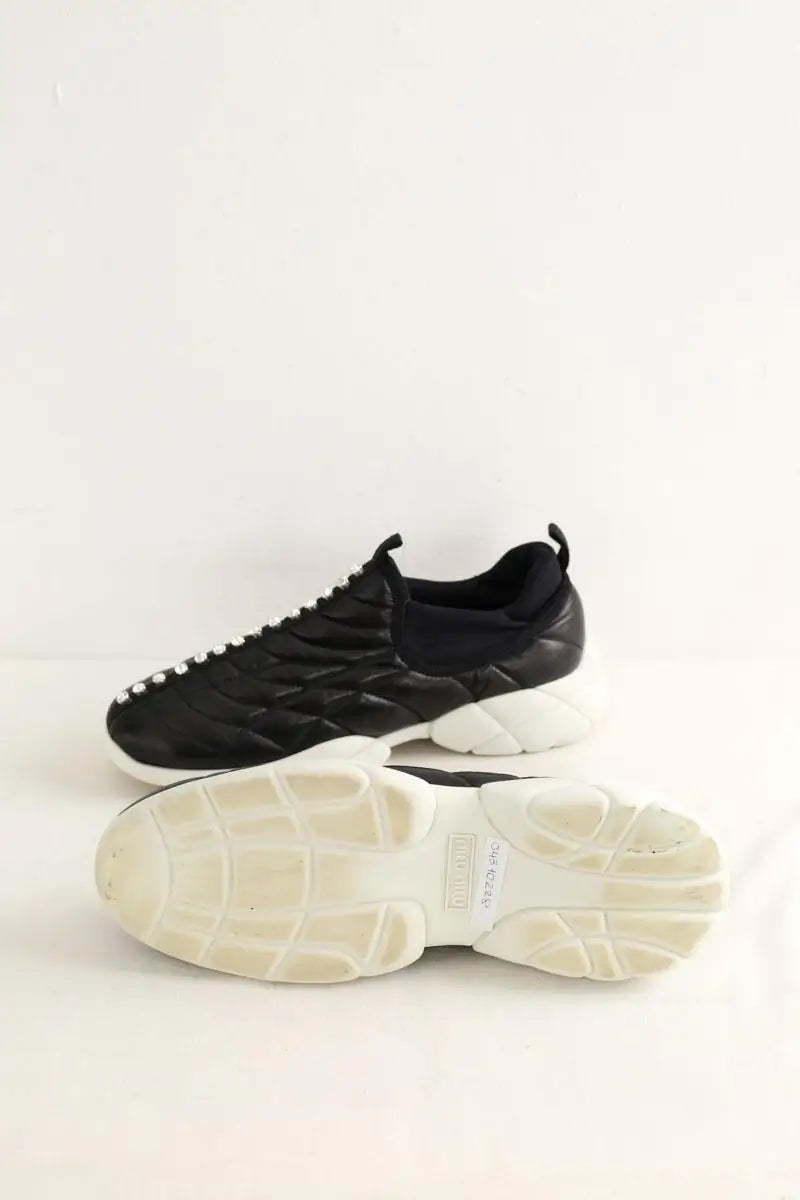Baskets Miu Miu Noir en Cuir
