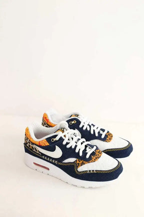 Baskets Nike Air max 1 washed dark blue Bleu en Tissu